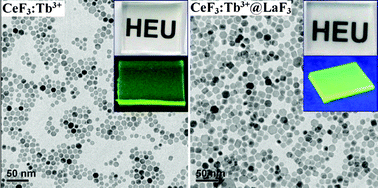 Graphical abstract: Monodisperse CeF3, CeF3:Tb3+, and CeF3:Tb3+@LaF3 core/shell nanocrystals: synthesis and luminescent properties