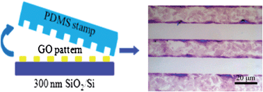 Graphical abstract: Soft-lithographic processed soluble micropatterns of reduced graphene oxide for wafer-scale thin film transistors and gas sensors
