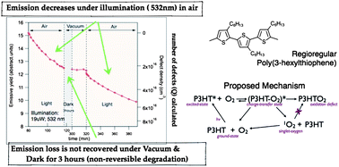 Graphical abstract: Matter of minutes degradation of poly(3-hexylthiophene) under illumination in air