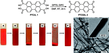 Graphical abstract: Chemical reaction mediated self-assembly of PTCDA into nanofibers