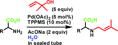 Graphical abstract: Palladium-catalyzed mono-N-allylation of unprotected amino acids with 1,1-dimethylallyl alcohol in water