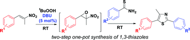 Graphical abstract: Novel one-pot process for the synthesis of 1,3-thiazolesvia organocatalysed epoxidation of nitro-olefins