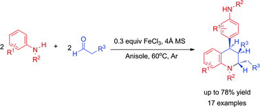 Graphical abstract: FeCl3-Mediated synthesis of polysubstituted tetrahydroquinolines via domino Mannich/Friedel–Crafts reactions of aldehydes and amines