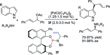 Graphical abstract: Highly effective chiral phosphorus amidite–olefin ligands for palladium-catalyzed asymmetric allylic substitutions