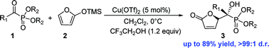 Graphical abstract: Highly diastereoselective vinylogous Mukaiyama aldol reaction of α-keto phosphonates with 2-(trimethylsilyloxy)furan catalyzed by Cu(OTf)2