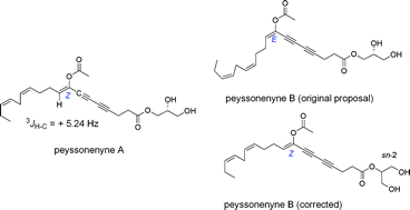 Graphical abstract: Total synthesis of the proposed structures of the DNA methyl transferase inhibitors peyssonenynes, and structural revision of peyssonenyne B