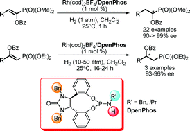 Graphical abstract: Asymmetric hydrogenation of α- or β-acyloxy α,β-unsaturated phosphonates catalyzed by a Rh(i) complex of monodentate phosphoramidite