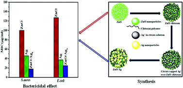 Graphical abstract: ZnO/Ag nanohybrid: synthesis, characterization, synergistic antibacterial activity and its mechanism