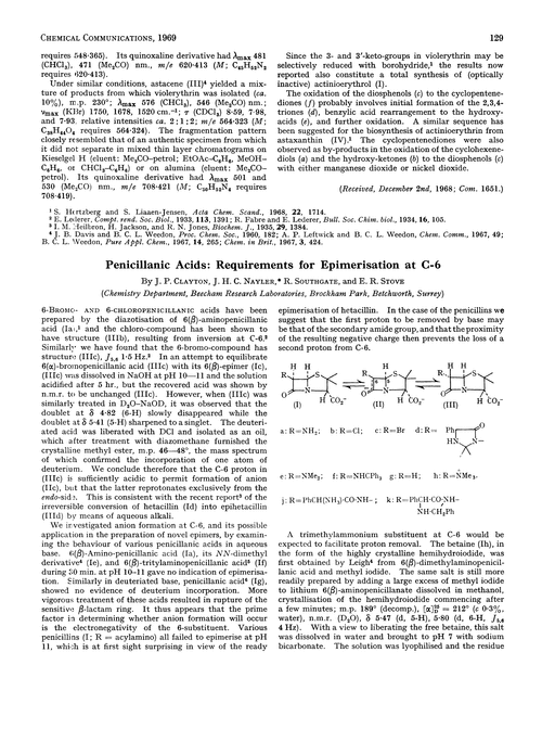 Penicillanic acids: requirements for epimerisation at C-6