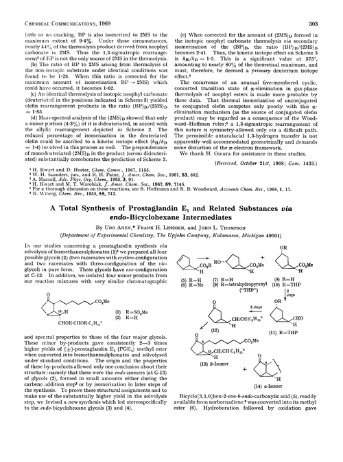 A total synthesis of prostaglandin E1 and related substances via endo-bicyclohexane intermediates
