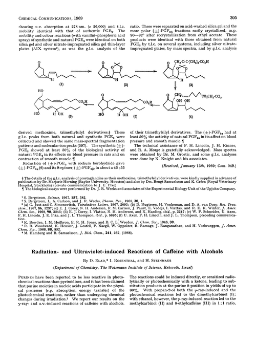 Radiation- and ultraviolet-induced reactions of caffeine with alcohols