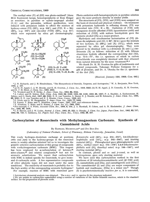 Carboxylation of resorcinols with methylmagnesium carbonate. Synthesis of cannabinoid acids