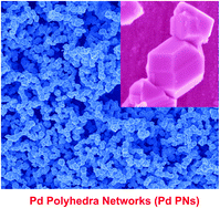 Graphical abstract: One-step synthesis of three-dimensional Pd polyhedron networks with enhanced electrocatalytic performance