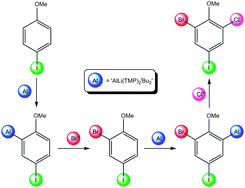 Graphical abstract: Regioselective heterohalogenation of 4-halo-anisoles via a series of sequential ortho-aluminations and electrophilic halogenations