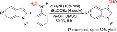Graphical abstract: nBu4NI-catalyzed C3-formylation of indoles with N-methylaniline