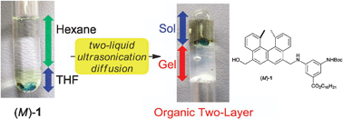 Graphical abstract: Formation of organic gel–liquid two-layer systems using diffusion-controlled gelation with a helicene derivative