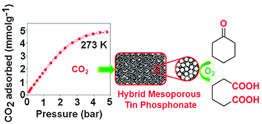 Graphical abstract: Hybrid porous tin(iv) phosphonate: an efficient catalyst for adipic acid synthesis and a very good adsorbent for CO2 uptake