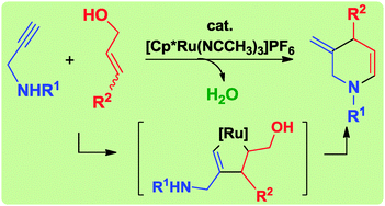 Graphical abstract: Regio- and stereoselective syntheses of piperidine derivatives via ruthenium-catalyzed coupling of propargylic amides and allylic alcohols