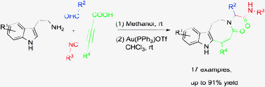 Graphical abstract: A concise route to indoloazocines via a sequential Ugi–gold-catalyzed intramolecular hydroarylation