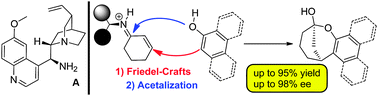 Graphical abstract: Iminium ion catalysis: the enantioselective Friedel–Crafts alkylation–acetalization cascade of naphthols with α,β-unsaturated cyclic ketones