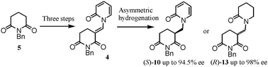 Graphical abstract: Synthesis and asymmetric hydrogenation of (3E)-1-benzyl-3-[(2-oxopyridin-1(2H)-yl)methylidene]piperidine-2,6-dione