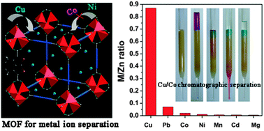 Graphical abstract: Control of interpenetration in S-containing metal–organic frameworks for selective separation of transition metal ions