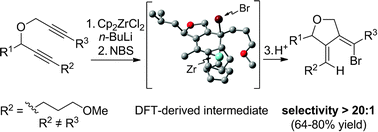 Graphical abstract: Highly regioselective opening of zirconacyclopentadienes by remote coordination: concise synthesis of the furan core of the leupyrrins