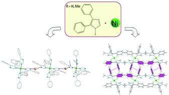 Graphical abstract: Supramolecular patterns of cationic and neutral Ni(ii) complexes from the interplay of hydrogen-bonding, stacking interactions and metal-coordination motifs