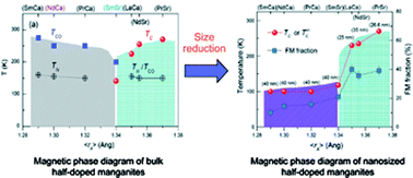Graphical abstract: Magnetic phase diagram of nanosized half-doped manganites: role of size reduction