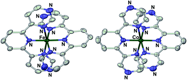 Graphical abstract: Iron(ii) and cobalt(ii) complexes of tris-azinyl analogues of 2,2′:6′,2′′-terpyridine