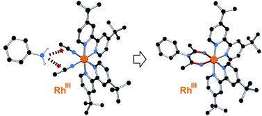 Graphical abstract: Direct coupling of nitriles and aniline to form the triazapentadiene species  [[upper bond 1 start]] RhIII{NH [[double bond, length as m-dash]] C(R)N(Ph)C(R) [[double bond, length as m-dash]] N [[upper bond 1 end]] H}