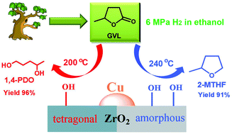 Graphical abstract: Tunable copper-catalyzed chemoselective hydrogenolysis of biomass-derived γ-valerolactone into 1,4-pentanediol or 2-methyltetrahydrofuran