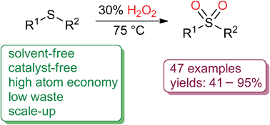 Graphical abstract: Highly atom-economic, catalyst- and solvent-free oxidation of sulfides into sulfones using 30% aqueous H2O2