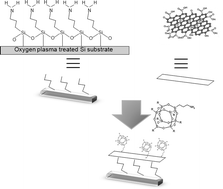 Graphical abstract: Deposition of amino-functionalized polyhedral oligomeric silsesquioxanes on graphene oxide sheets immobilized onto an amino-silane modified silicon surface