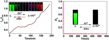 Graphical abstract: A visible light excitable “on–off” and “green–red” fluorescent chemodosimeter for Ni2+/Pb2+