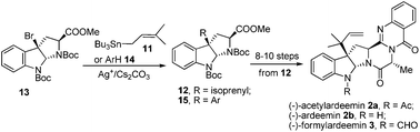 Graphical abstract: Silver-promoted Friedel–Crafts reaction: concise total synthesis of (−)-ardeemin, (−)-acetylardeemin and (−)-formylardeemin