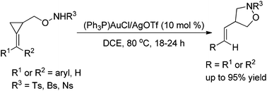 Graphical abstract: Gold(i)-catalyzed intramolecular hydroamination and ring-opening of sulfonamide-substituted 2-(arylmethylene)cyclopropylcarbinols