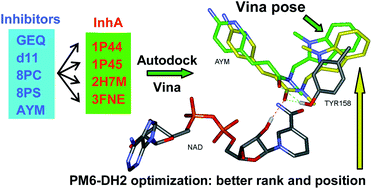 Graphical abstract: Cross-docking study on InhA inhibitors: a combination of Autodock Vina and PM6-DH2 simulations to retrieve bio-active conformations