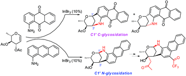 Graphical abstract: Unexpected N-glycosidation reaction of glycals with 1-amino-anthracene: structure revision and application to the synthesis of new analogues of marmycin A