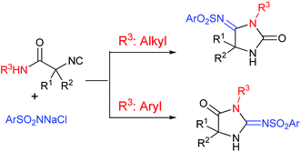 Graphical abstract: Complementary regioselectivity in the synthesis of iminohydantoins: remarkable effect of amide substitution on the cyclization