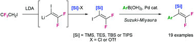 Graphical abstract: Efficient synthesis of silylated 2,2-difluorostyrene derivatives through Suzuki–Miyaura cross-coupling of 2,2-difluoro-1-iodo-1-silylethenes