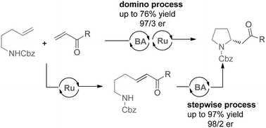 Graphical abstract: Enantioselective synthesis of 2-substituted pyrrolidines via domino cross metathesis/intramolecular aza-Michael addition
