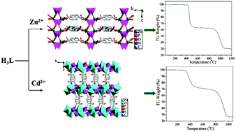 Graphical abstract: Zinc(ii) and cadmium(ii) carboxyphosphonates with a 3D pillared-layered structure: synthesis, crystal structures, high thermal stabilities and luminescent properties