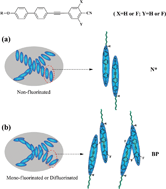 Graphical abstract: Effect of lateral fluoro substituents of rodlike tolane cyano mesogens on blue phase temperature ranges