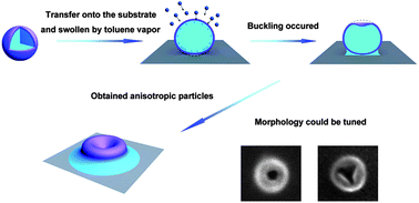 Graphical abstract: Surface-mediated buckling of core–shell spheres for the formation of oriented anisotropic particles with tunable morphologies