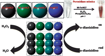 Graphical abstract: Novel synthesis of super peroxidase mimetic polycrystalline mixed metal hexacyanoferrates nanoparticles dispersion