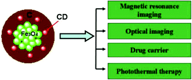 Graphical abstract: Magnetic iron oxide–fluorescent carbon dots integrated nanoparticles for dual-modal imaging, near-infrared light-responsive drug carrier and photothermal therapy