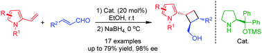 Graphical abstract: Organocatalytic formal [2+2] cycloaddition initiated by vinylogous Friedel–Crafts alkylation: enantioselective synthesis of substituted cyclobutane derivatives