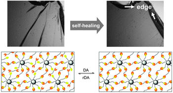 Graphical abstract: A thermally healable polyhedral oligomeric silsesquioxane (POSS) nanocomposite based on Diels–Alder chemistry