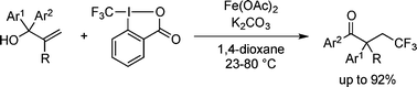 Graphical abstract: Iron-catalyzed trifluoromethylation with concomitant C–C bond formation via 1,2-migration of an aryl group